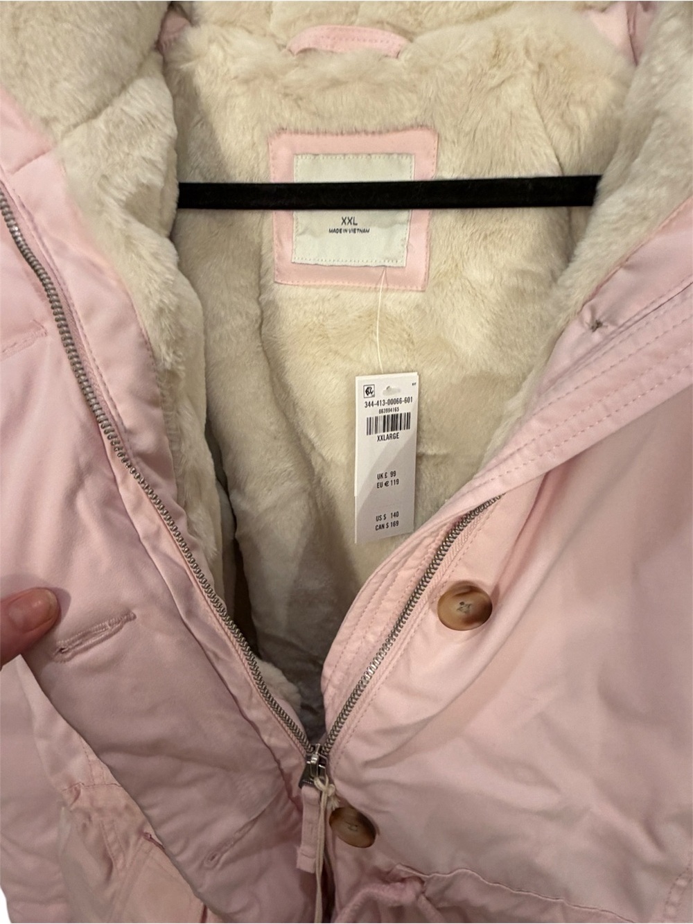 Women’s Pink Faux-Fur Lined Parka Jacket-NWT - Picture 7 of 8